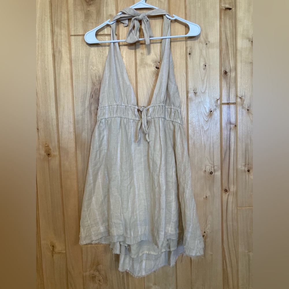 UO Linen Sunshine Halter Mini Dress - size L - new with tags